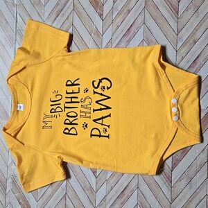 "My Big Brother Has Paws" Baby Yellow Onesie Gender Neutral Puppy Lover Gift